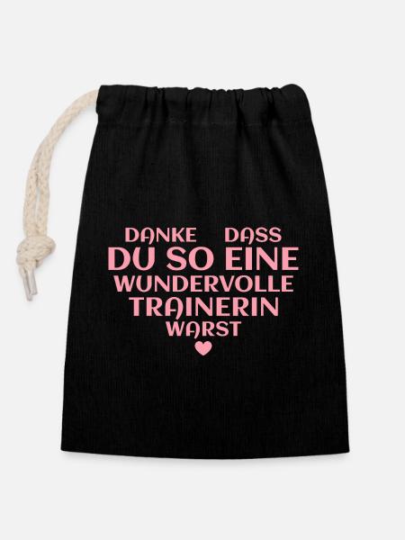 Beste Trainerin Abschiedsgeschenk - Verschließbarer Geschenkbeutel aus Baumwolle (14x20cm) - Schwarz