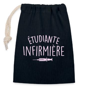 étudiante infirmière - Sac cadeau en coton avec cordon (14 x 20 cm) - bleu marine - Devant