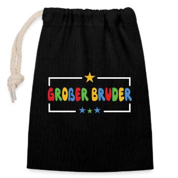 Großer Bruder Stern Süßes Geschwister 2024 - Verschließbarer Geschenkbeutel aus Baumwolle (14x20cm) - Schwarz - Vorne