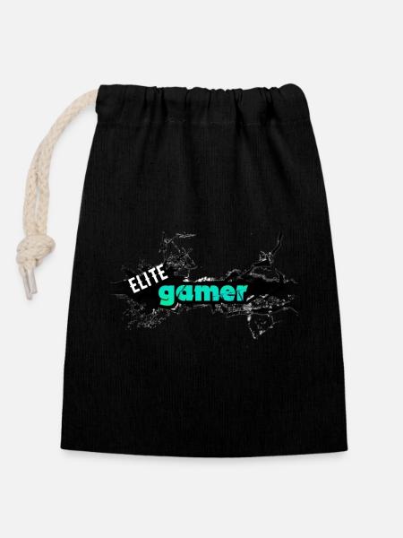 Elite Gamer Design mit dynamischem Text - Verschließbarer Geschenkbeutel aus Baumwolle (14x20cm) - Schwarz