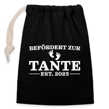 Befördert zur Tante 2025 Babyparty - Verschließbarer Geschenkbeutel aus Baumwolle (14x20cm) - Schwarz - Vorne