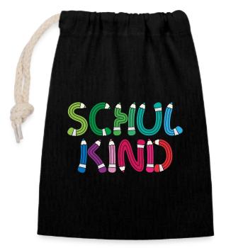 Schulkind 2026 Schule Einschulung Schulanfang - Verschließbarer Geschenkbeutel aus Baumwolle (14x20cm) - Schwarz - Vorne