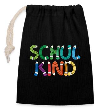 Schulkind 2026 Schule Einschulung Schulanfang - Verschließbarer Geschenkbeutel aus Baumwolle (14x20cm) - Schwarz - Vorne