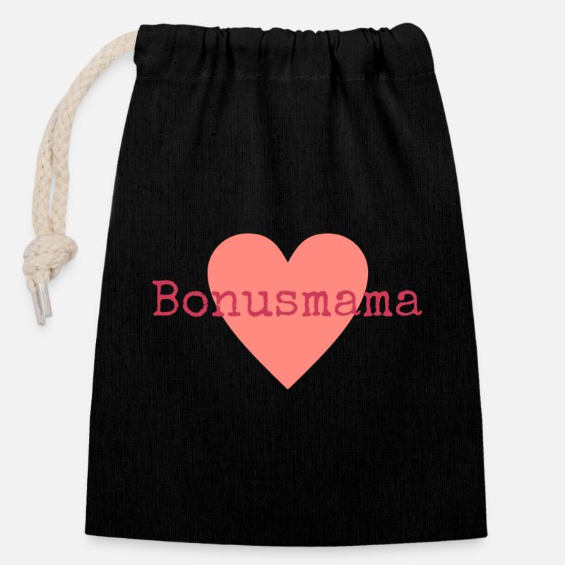 Bonusmama - Verschließbarer Geschenkbeutel aus Baumwolle (14x20cm) - Schwarz