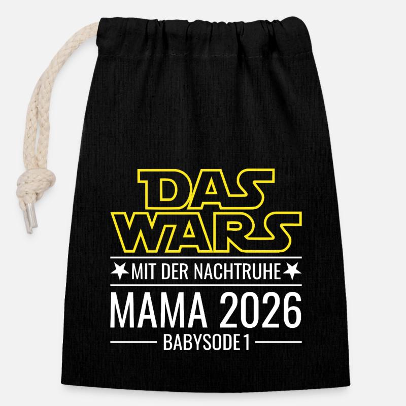 Mama 2026 - Das wars mit der Nachtruhe Babysode 1 - Verschließbarer Geschenkbeutel aus Baumwolle (14x20cm) - Schwarz
