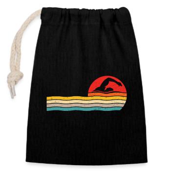 Schwimmer retro schwimmen - Verschließbarer Geschenkbeutel aus Baumwolle (14x20cm) - Schwarz - Vorne