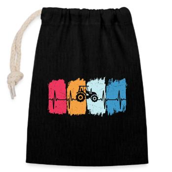 Retro tractor heartbeat tractor tractor t-shirt farmer - Closable cotton gift bag (14x20cm) - black - Front