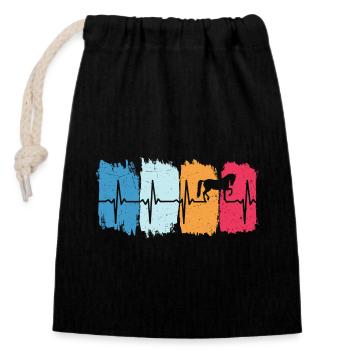 Horse Retro Heartbeat Rider - Closable cotton gift bag (14x20cm) - black - Front
