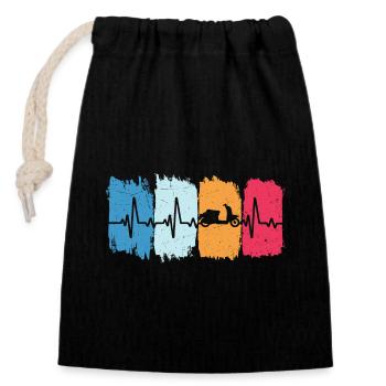 rollerfahren retro herzschlag scooter moped - Verschließbarer Geschenkbeutel aus Baumwolle (14x20cm) - Schwarz - Vorne