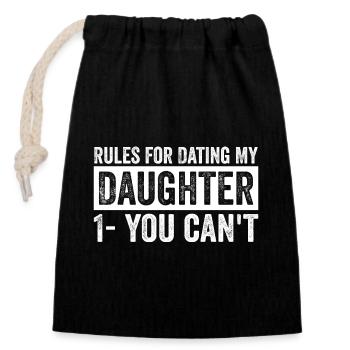 Rules For Dating My Daughter - Closable cotton gift bag (14x20cm) - black - Front