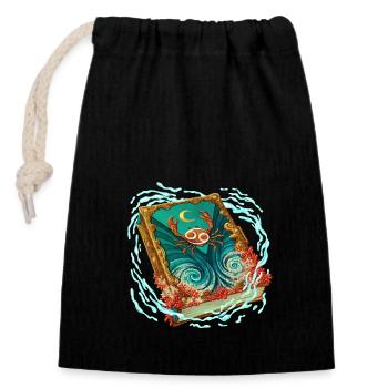 Grimoire du zodiaque - Type Cancer - Sac cadeau en coton avec cordon (14 x 20 cm) - noir - Devant