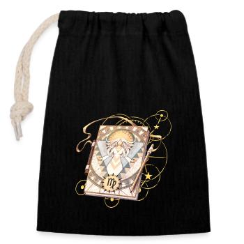Zodiac Grimoire - Type Virgo - Verschließbarer Geschenkbeutel aus Baumwolle (14x20cm) - Schwarz - Vorne