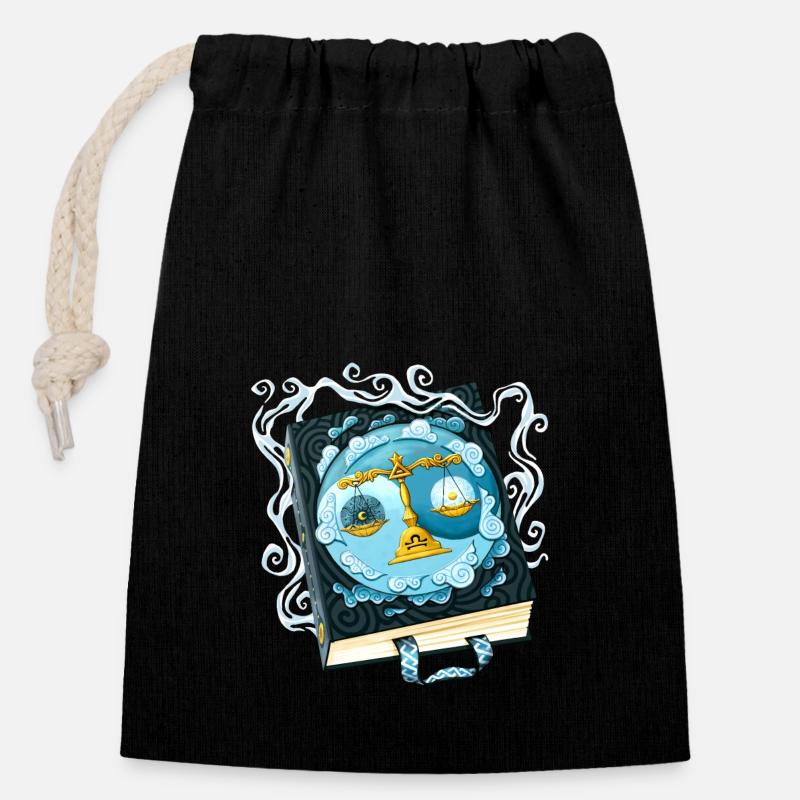 Zodiac Grimoire - Type Libra - Closable cotton gift bag (14x20cm) - black