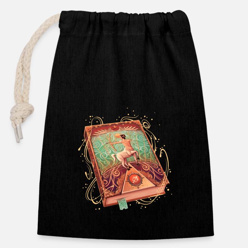 Zodiac Grimoire - Type Sagittarius - Closable cotton gift bag (14x20cm) - black