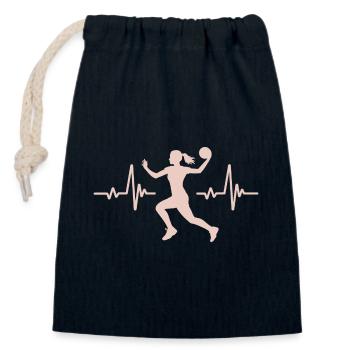 Battement de coeur du joueur de handball, Handball - Sac cadeau en coton avec cordon (14 x 20 cm) - bleu marine - Devant