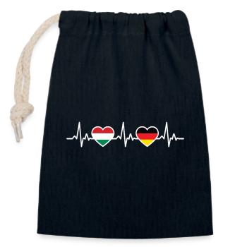 Hungary Germany Heartbeat Flag Hungarian Hungarian - Closable cotton gift bag (14x20cm) - navy - Front