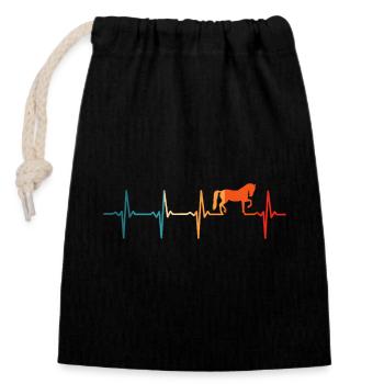 Cheval Retro Heartbeat Cavalier - Sac cadeau en coton avec cordon (14 x 20 cm) - noir - Devant