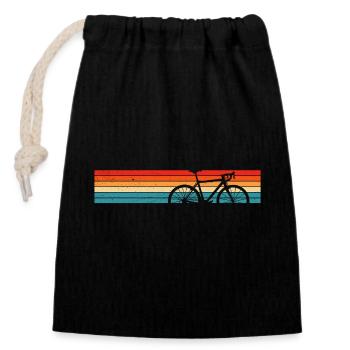 fahrrad retro radfahrer radsport - Verschließbarer Geschenkbeutel aus Baumwolle (14x20cm) - Schwarz - Vorne