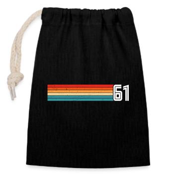 T-shirt rétro 1961 61 vintage 1961 - Sac cadeau en coton avec cordon (14 x 20 cm) - noir - Devant
