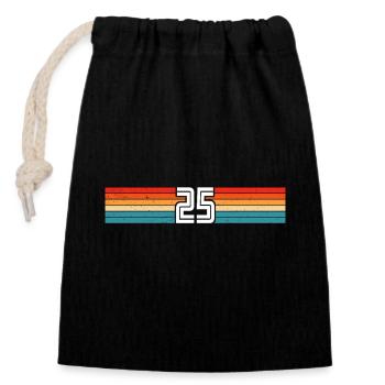 25 years retro 25th birthday - Closable cotton gift bag (14x20cm) - black - Front