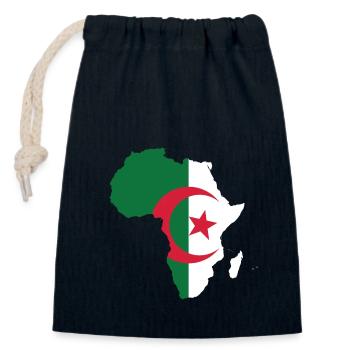 Flagge von Algerien der Liebe auf der Karte von Afrika - Verschließbarer Geschenkbeutel aus Baumwolle (14x20cm) - Navy - Vorne