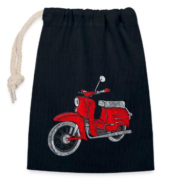 Schwalbe - DDR Moped - DDR Roller -Vintage - Verschließbarer Geschenkbeutel aus Baumwolle (14x20cm) - Navy - Vorne