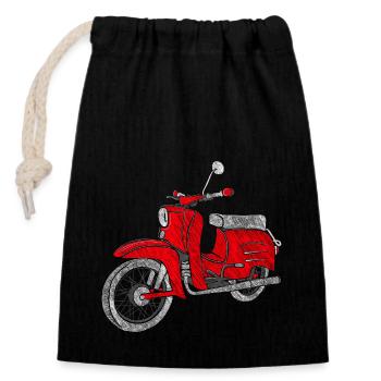 Schwalbe - DDR Moped - DDR Roller -Vintage - Verschließbarer Geschenkbeutel aus Baumwolle (14x20cm) - Schwarz - Vorne