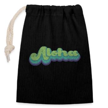 Vintage retro Aloha - Sac cadeau en coton avec cordon (14 x 20 cm) - noir - Devant