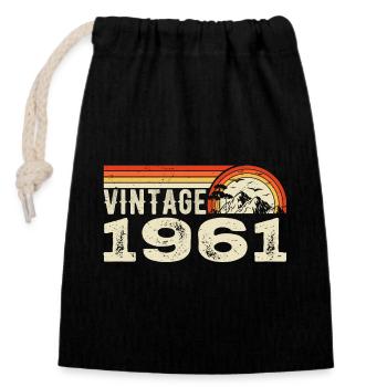 Vintage 1961 Cadeau Anniversaire 1961 Rétro 1961 - Sac cadeau en coton avec cordon (14 x 20 cm) - noir - Devant