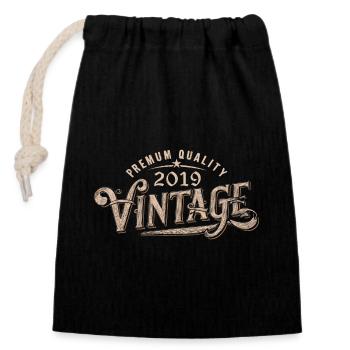 2019 Vintage 2019 Cadeau Anniversaire 2019 Rétro - Sac cadeau en coton avec cordon (14 x 20 cm) - noir - Devant