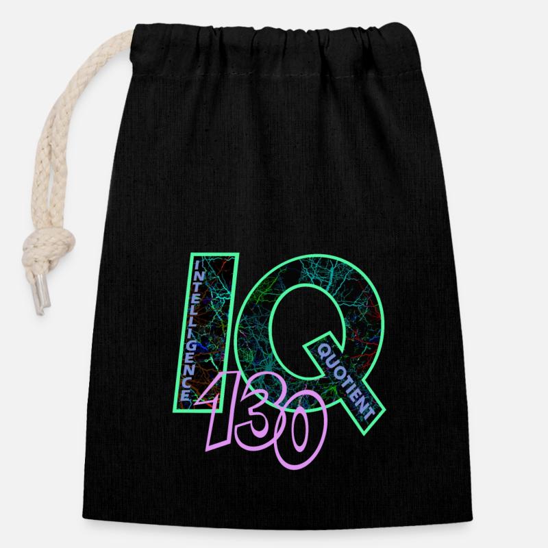 IQ 130 - Closable cotton gift bag (14x20cm) - black