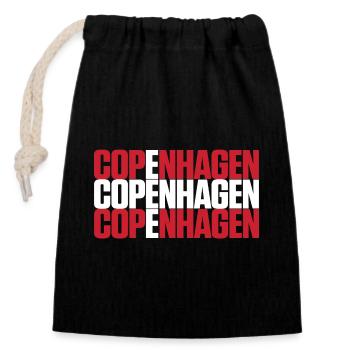 Copenhagen Denmark Flag - Closable cotton gift bag (14x20cm) - black - Front