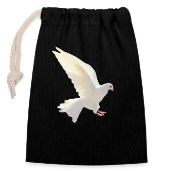 White Dove - Closable cotton gift bag (14x20cm) - black - Front