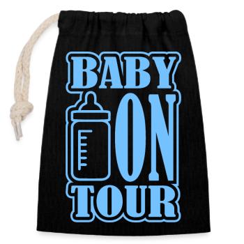 Baby on Tour - Closable cotton gift bag (14x20cm) - black - Front