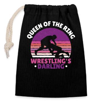 Wrestling trainer Wrestler Grappling Martial Arts - Closable cotton gift bag (14x20cm) - black - Front