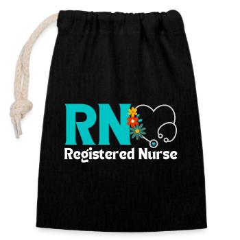 RN Registered Nurse with Stethoscope - Closable cotton gift bag (14x20cm) - black - Front