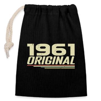 Né en 1961 Vintage 1961 Anniversaire Rétro 1961 - Sac cadeau en coton avec cordon (14 x 20 cm) - noir - Devant