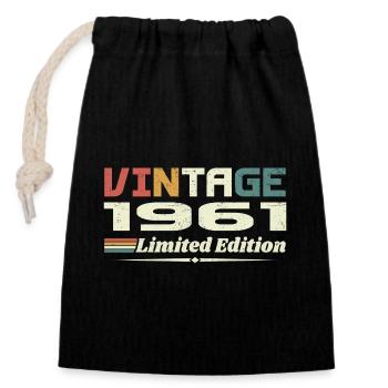 Vintage 1961 Cadeau 1961 Anniversaire 1961 Retro - Sac cadeau en coton avec cordon (14 x 20 cm) - noir - Devant