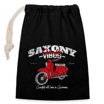 Saxony Vibes - Grimma Vibes - Schwalbe - Moped - Verschließbarer Geschenkbeutel aus Baumwolle (14x20cm) - Schwarz - Vorne