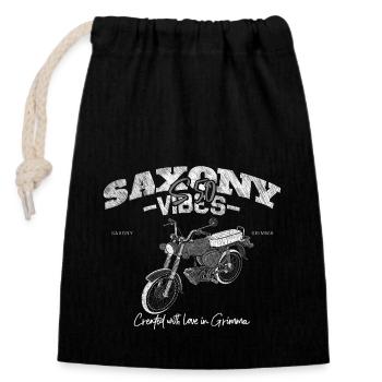 Saxony Vibes Grimma - S50 - Simson in weiß - Verschließbarer Geschenkbeutel aus Baumwolle (14x20cm) - Schwarz - Vorne