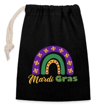 Mardi Gras Regenbogen | Fasching - Verschließbarer Geschenkbeutel aus Baumwolle (14x20cm) - Schwarz - Vorne
