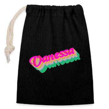 Vanessa First name Vintage Style - Closable cotton gift bag (14x20cm) - black - Front