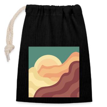 Coucher de soleil derrière les collines - Sac cadeau en coton avec cordon (14 x 20 cm) - noir - Devant