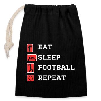 FOOTBALL REPEAT - Closable cotton gift bag (14x20cm) - black - Front