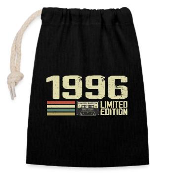 Jahrgang 1996 - Jahrgang 1996 - 28. Retro-Jubiläum - Verschließbarer Geschenkbeutel aus Baumwolle (14x20cm) - Schwarz - Vorne