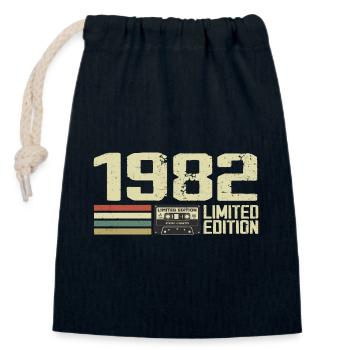 Jahrgang 1982 - Jahrgang 1982 - 42. Retro-Jubiläum - Verschließbarer Geschenkbeutel aus Baumwolle (14x20cm) - Navy - Vorne