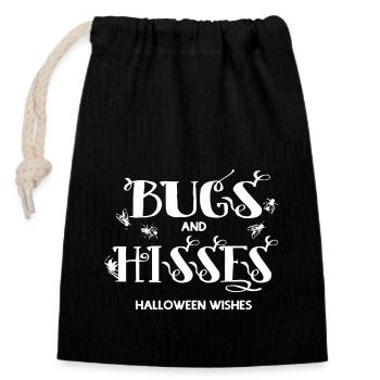 Bugs and Hisses Halloween Wishes - Closable cotton gift bag (14x20cm) - black - Front