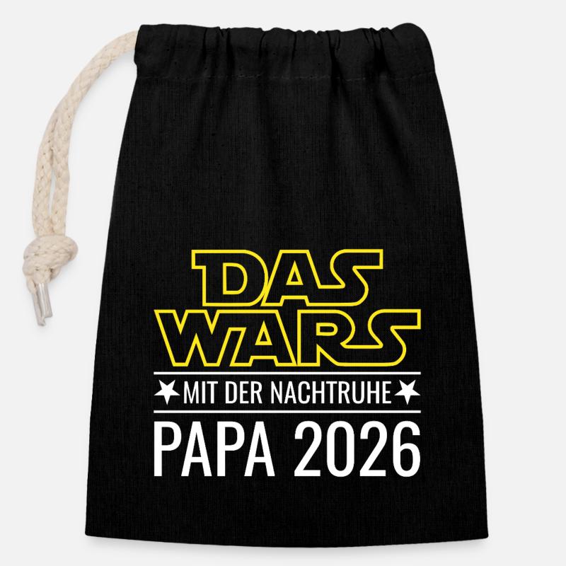 Papa 2026 - Das wars mit der Nachtruhe - Verschließbarer Geschenkbeutel aus Baumwolle (14x20cm) - Schwarz