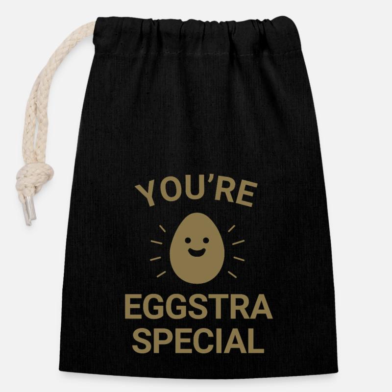 Vous êtes spécial eggstra - Sac cadeau en coton avec cordon (14 x 20 cm) - noir