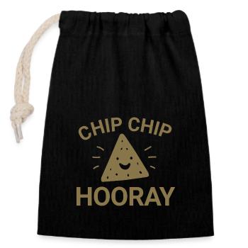 Chip Chip Hooray - Closable cotton gift bag (14x20cm) - black - Front